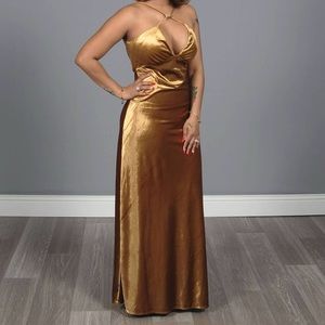 Capri Velour Slip Dress In Marigold    (BARDOT)